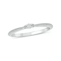 Diamond Accent 3 Stone Anniversary Band 14K White Gold