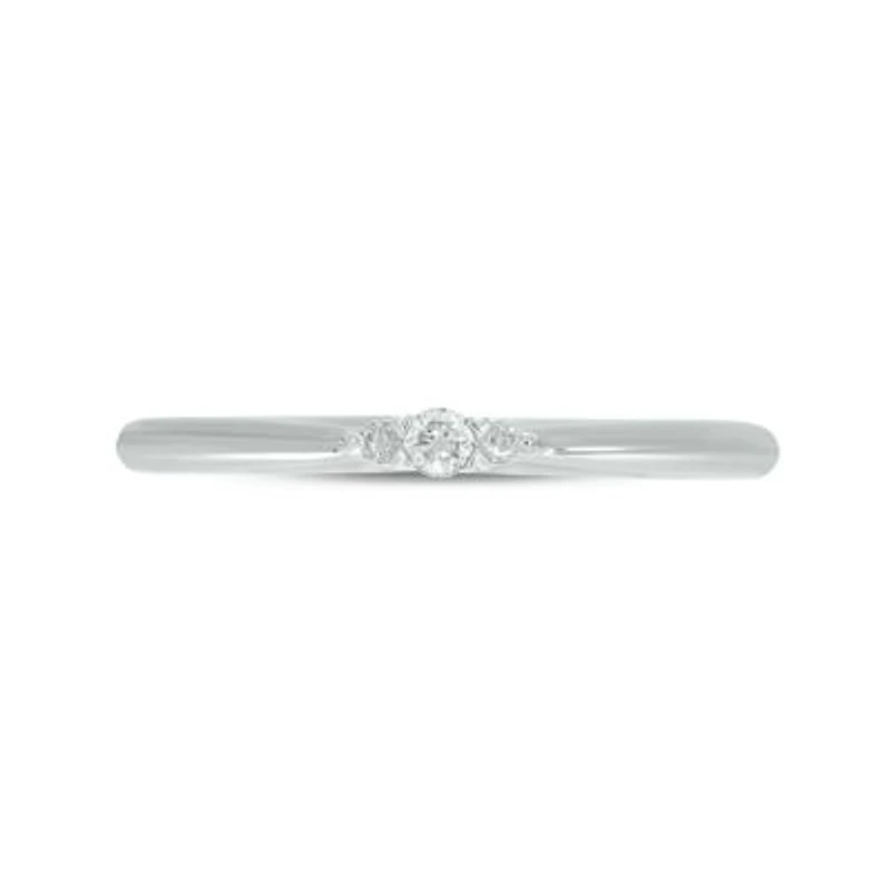 Diamond Accent 3 Stone Anniversary Band 14K White Gold