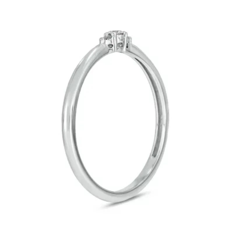 Diamond Accent 3 Stone Anniversary Band 14K White Gold