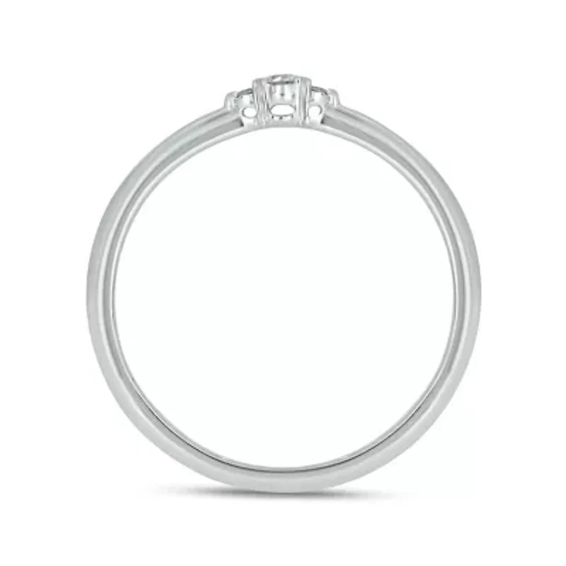 Diamond Accent 3 Stone Anniversary Band 14K White Gold