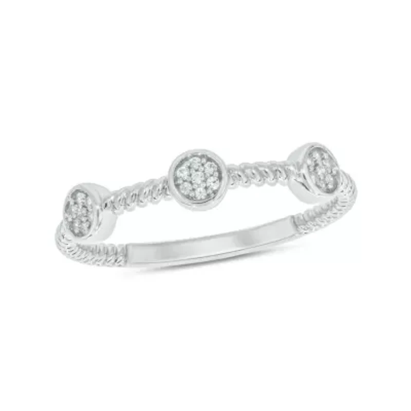 Diamond Accent Round Cluster,Rope Anniversary Band 14K Yellow Gold