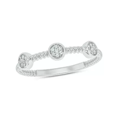 Diamond Accent Round Cluster,Rope Anniversary Band 14K White Gold
