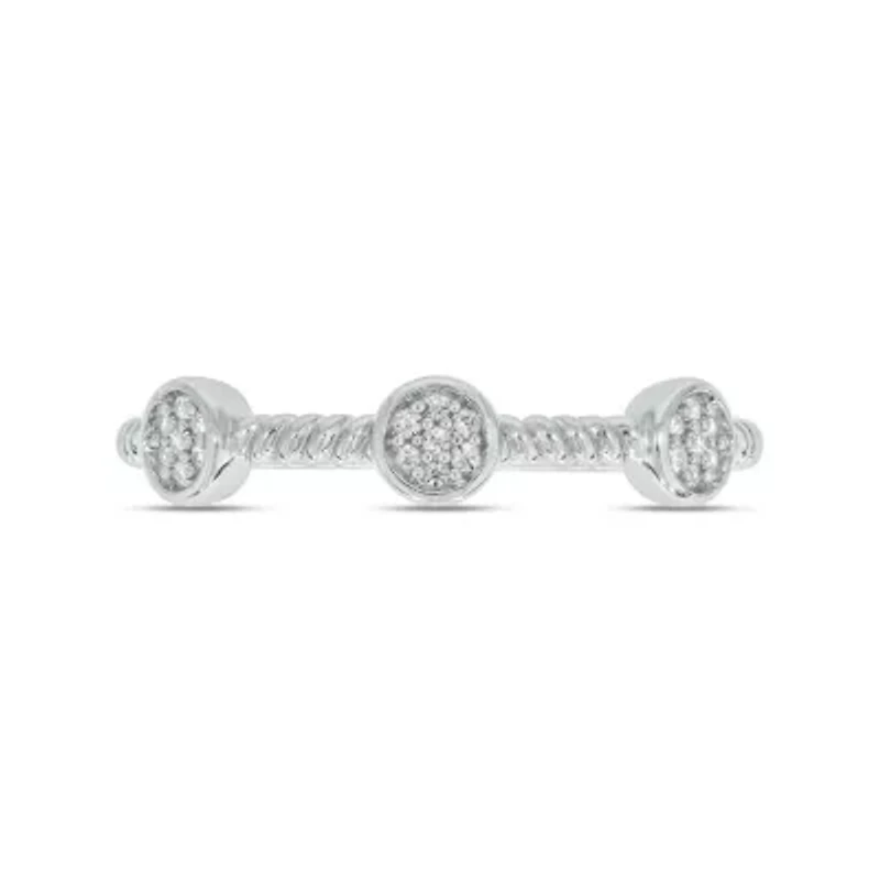 Diamond Accent Round Cluster,Rope Anniversary Band 14K Yellow Gold