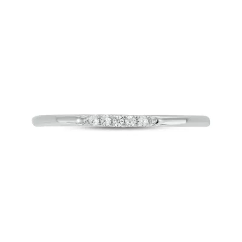 Diamond Accent Stone,Stack Anniversary Band 14K White Gold
