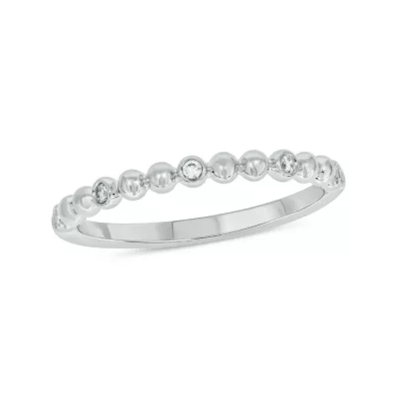 Diamond Accent Beads,Stack Band Anniversary 14K Yellow Gold