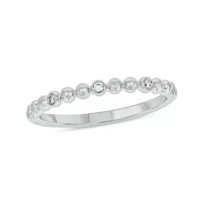 Diamond Accent Beads,Stack Band Anniversary 14K Yellow Gold