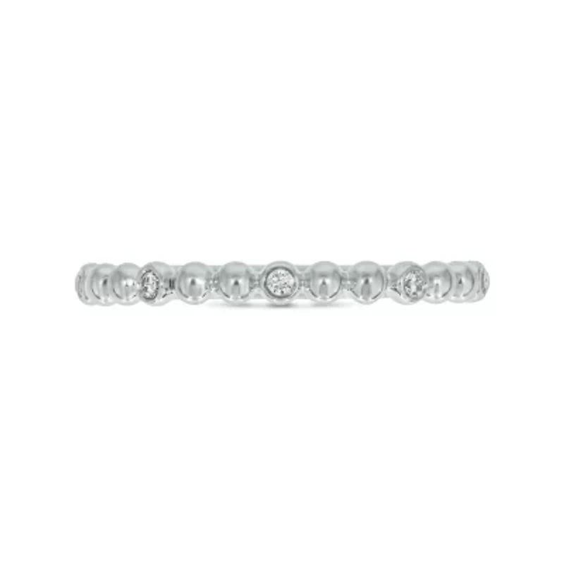 Diamond Accent Beads,Stack Band Anniversary 14K White Gold