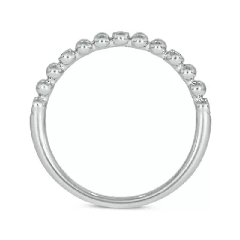 Diamond Accent Beads,Stack Band Anniversary 14K White Gold