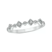Diamond Accent Beads Stack Band Anniversary 14K White Gold