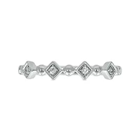 Diamond Accent Beads Stack Band Anniversary 14K White Gold