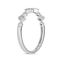 Diamond Accent Beads Stack Band Anniversary 14K White Gold