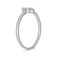 1/10 carat,Diamond Cross,Round & Baguette Ring 14K White Gold