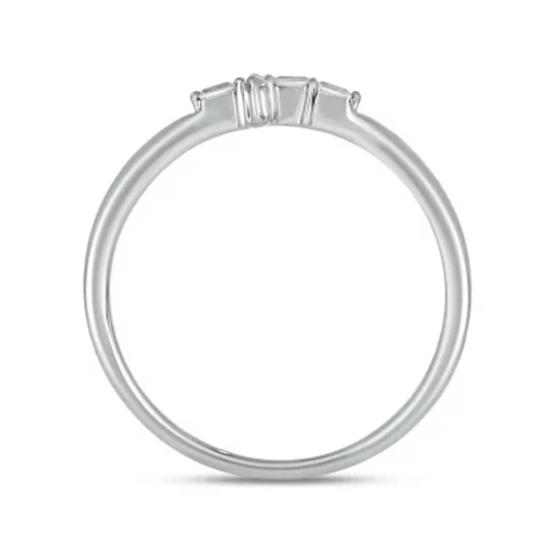 1/10 carat,Diamond Cross,Round & Baguette Ring 14K White Gold