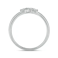 1/10 carat,Diamond Cross,Round & Baguette Ring 14K White Gold