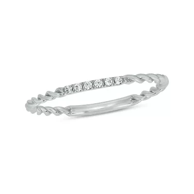 Diamond Accent Rope,Stack Anniversary Band 14K White Gold