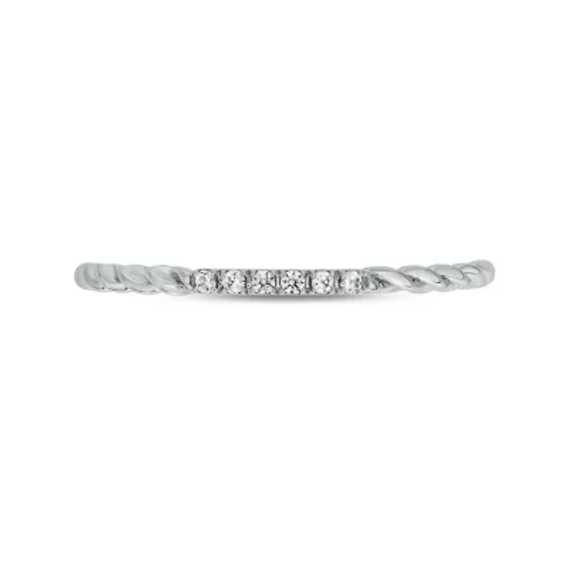 Diamond Accent Rope,Stack Anniversary Band 14K White Gold