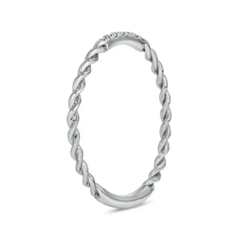 Diamond Accent Rope,Stack Anniversary Band 14K White Gold