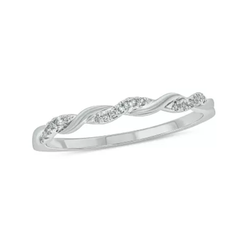 Diamond Accent Twist,Stack Band Anniversary 14K Yellow Gold