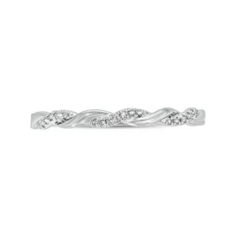 Diamond Accent Twist,Stack Band Anniversary 14K Yellow Gold