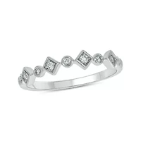 1/10 carat, Diamond Alternate Motifs,stone Stack Band Ring 14K White Gold