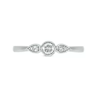 1/6 Carat, Diamond Two Round Accents A Timeless Pear Shape Ring 14K White Gold