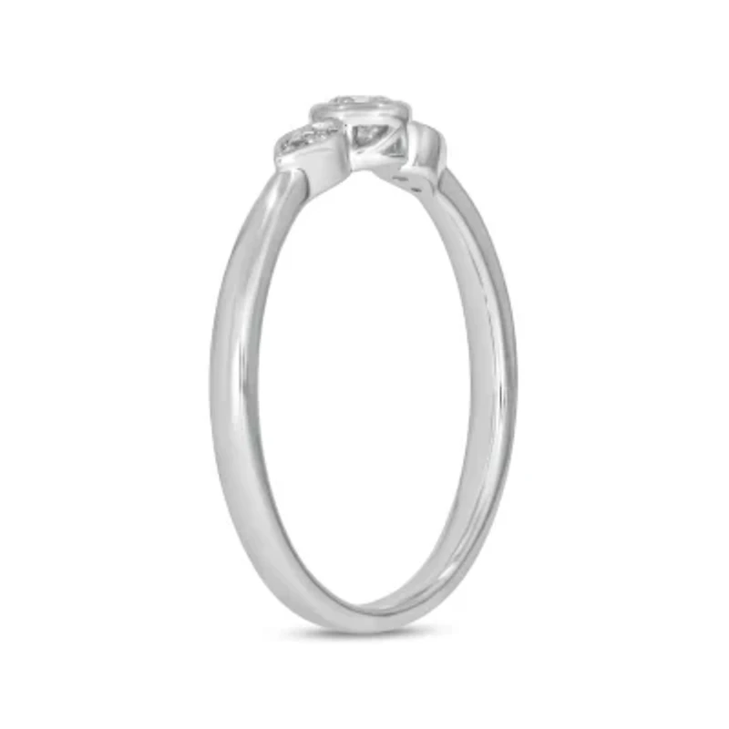 1/6 Carat, Diamond Two Round Accents A Timeless Pear Shape Ring 14K White Gold