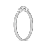 1/6 Carat, Diamond Two Round Accents A Timeless Pear Shape Ring 14K White Gold