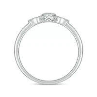 1/6 Carat, Diamond Two Round Accents A Timeless Pear Shape Ring 14K White Gold