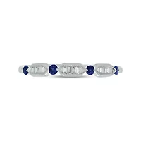 1/5 Carat, Diamonds With Vibrant Blue Sapphires 14K White Gold