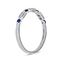 1/5 Carat, Diamonds With Vibrant Blue Sapphires 14K White Gold
