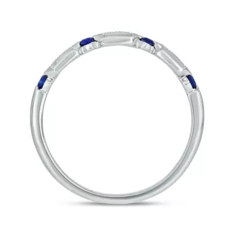 1/5 Carat, Diamonds With Vibrant Blue Sapphires 14K White Gold