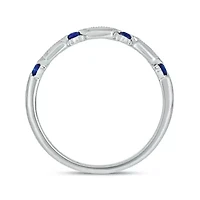 1/5 Carat, Diamonds With Vibrant Blue Sapphires 14K White Gold