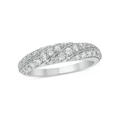 7/8 Carat, Diamonds Elegant Anniversary Ring 14K White Gold