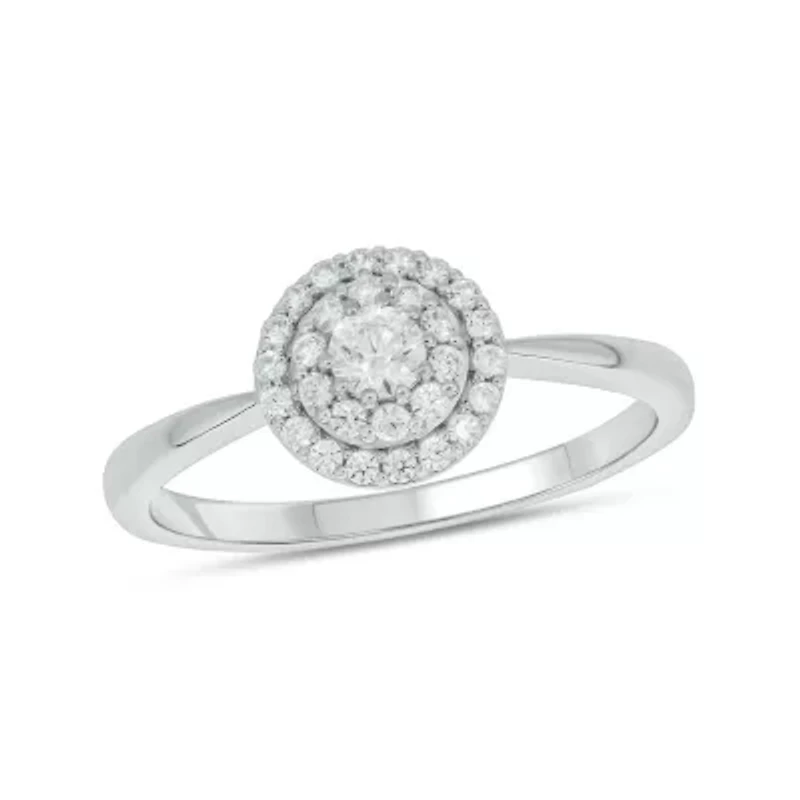 1/3 Carat, Diamonds Halo Ring, Solitaire Look,Timeless Brilliance Ring 10K Yellow Gold