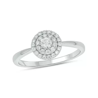 1/3 Carat, Diamonds Halo Ring, Solitaire Look,Timeless Brilliance Ring 10K Yellow Gold