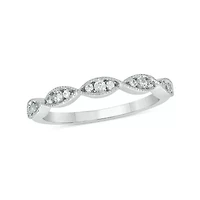 1/5 Carat, Diamonds Elegant Twist Wedding Ring Sterling Silver