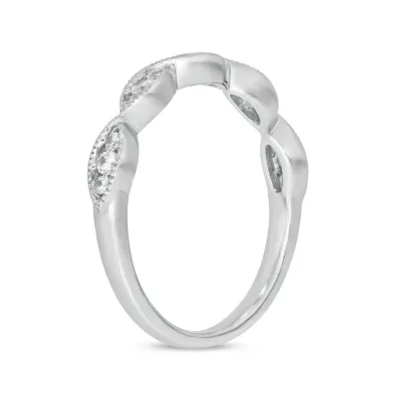 1/5 Carat, Diamonds Elegant Twist Wedding Ring Sterling Silver