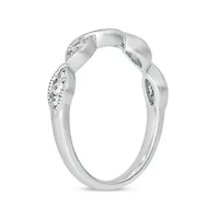 1/5 Carat, Diamonds Elegant Twist Wedding Ring Sterling Silver