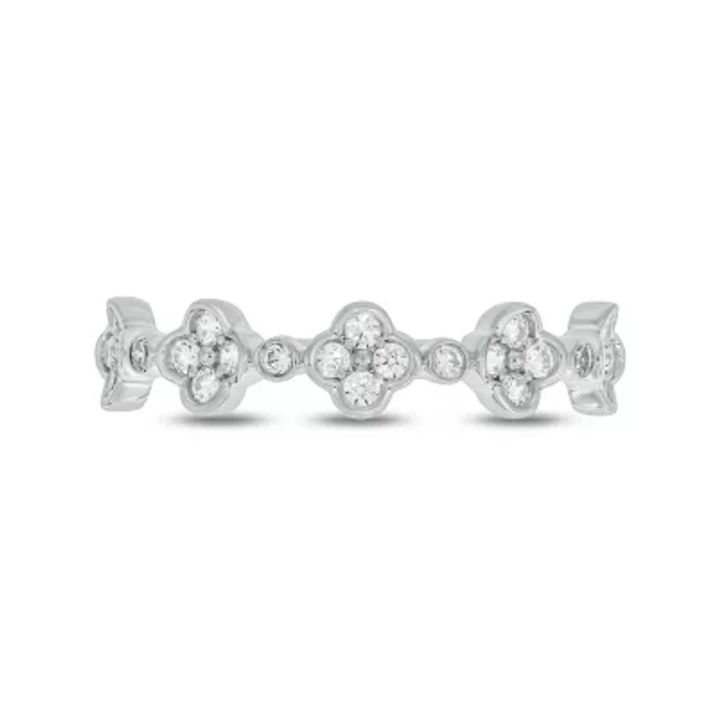 1/4 Carat, Diamonds Elegant floral Ring 14K White Gold