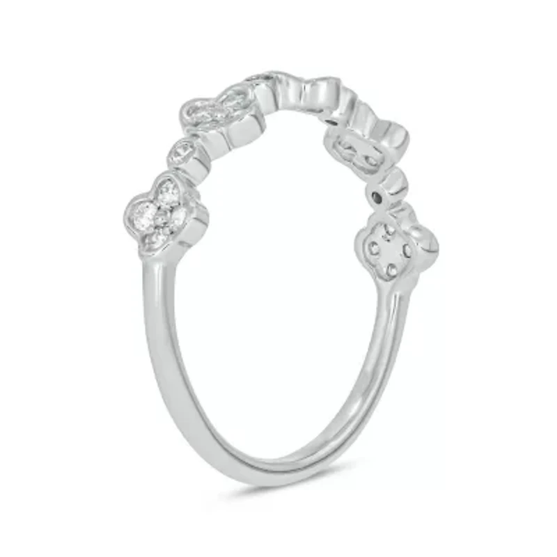 1/4 Carat, Diamonds Elegant floral Ring 14K White Gold