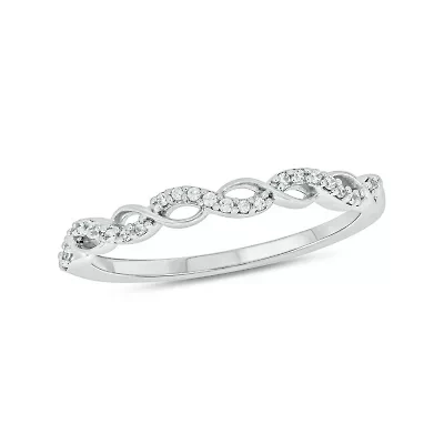 1/10 Carat, Diamonds Elegant Wedding Ring 14K White Gold