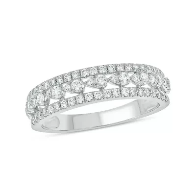 1/2 Carat, Diamonds Gold 3-row diamond Ring 10K Yellow