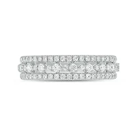 1/2 Carat, Diamonds Gold 3-row diamond Ring 10K White