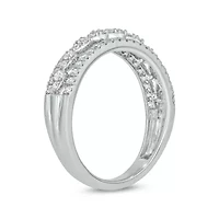 1/2 Carat, Diamonds Gold 3-row diamond Ring 10K White