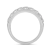 1/2 Carat, Diamonds Gold 3-row diamond Ring 10K White