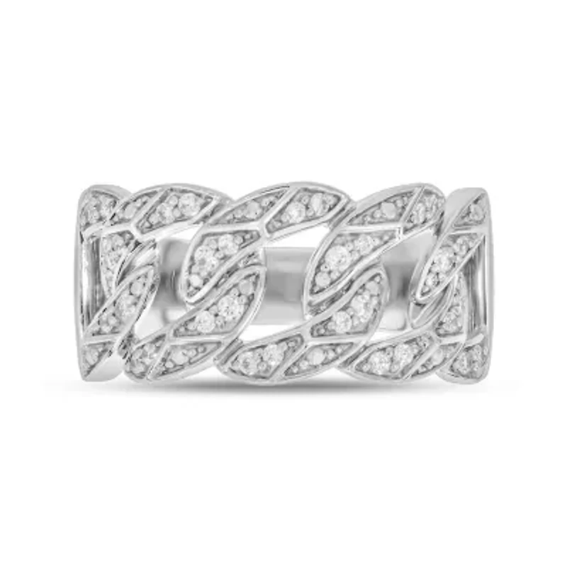 1/3 Carat, Diamonds Cuban Men's Ring Sterling Silver