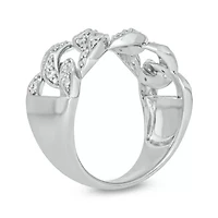 1/3 Carat, Diamonds Cuban Men's Ring Sterling Silver