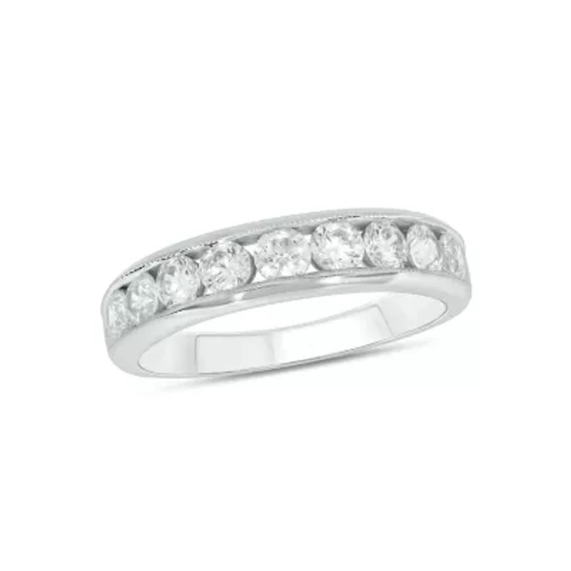 Lab Created 1 Carat Lab-Grown Diamond Channel Band Anniversary Ring Sterling Silver