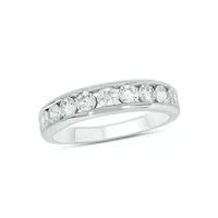Lab Created 1 Carat Lab-Grown Diamond Channel Band Anniversary Ring Sterling Silver