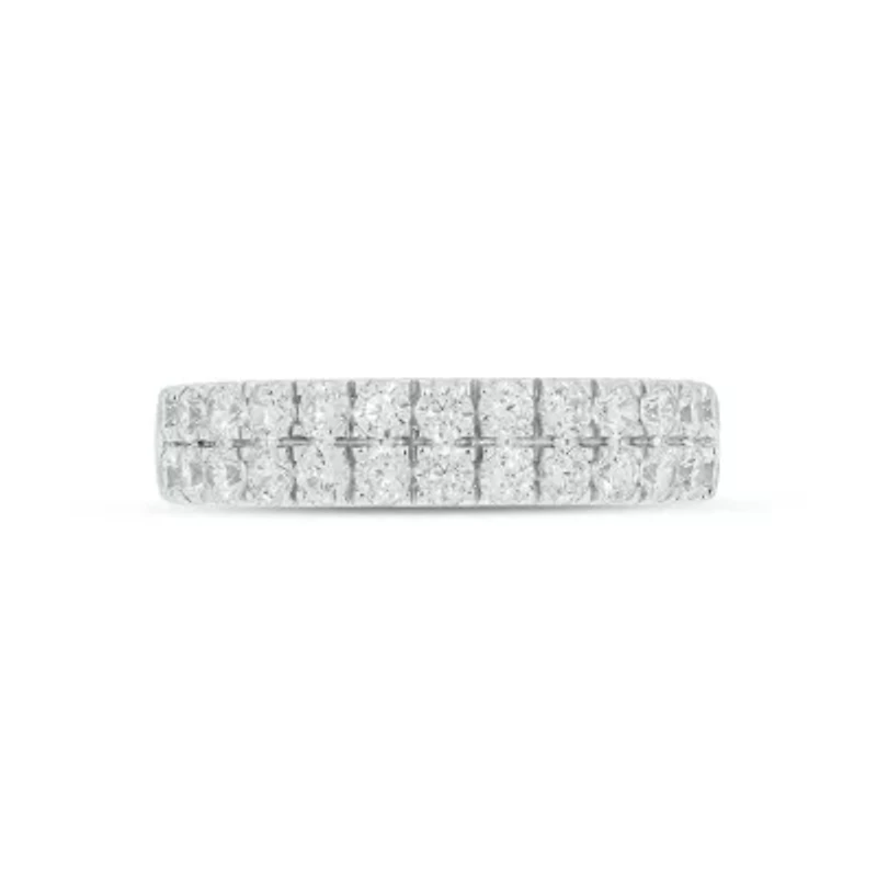 Lab Created 1 Carat Lab-Grown Dazzling Two-Row Diamond Anniversary Ring Sterling Silver